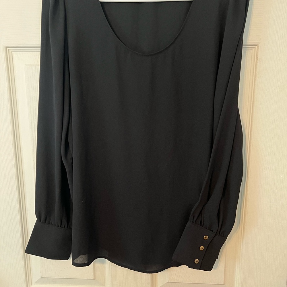 LOFT Black Relaxed Long Sleeve Blouse
